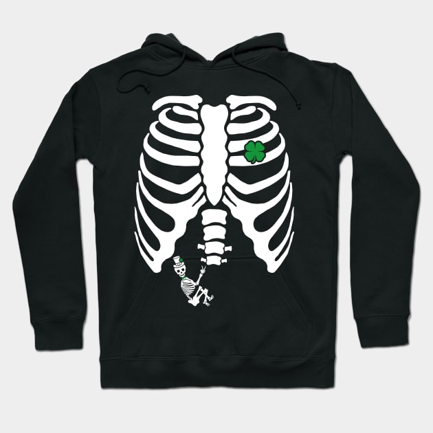 Skeleton Clover Heart Rib Cage X-Ray St Patricks Day Pregnancy Hoodie by trendingoriginals